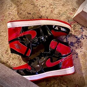 Red and Black High-Top Sneakers